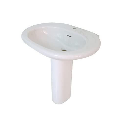 Lavabo lavandino con colonna sanitari bagno Pozzi Ginori, cm.75x56xh80, bianco