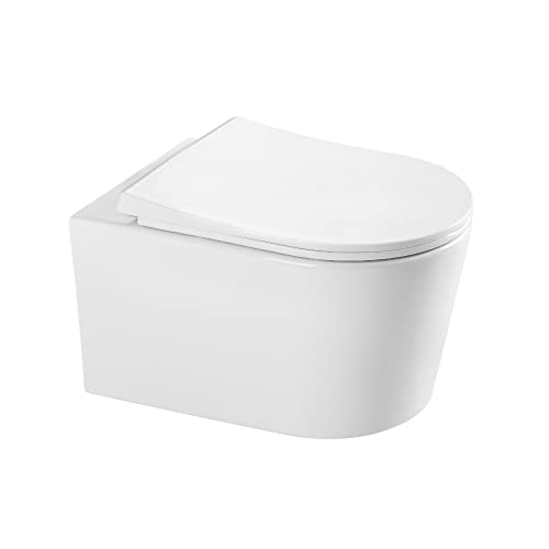 WC sospeso senza bordi in ceramica | WC con sedile WC soft close | WC con rubinetto integrato | WC con nano-sigillante antibatterico | WC Rimless da parete