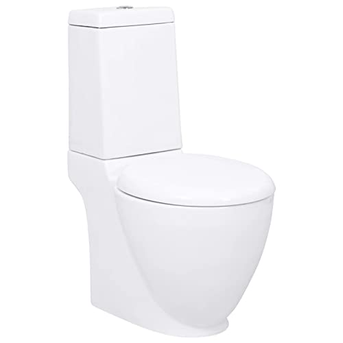 Tidyard Vaso WC,Toilette Design Moderno,da Bagno,in Ceramica Rotondo Base con Scarico 39 x 66 x 84 cm