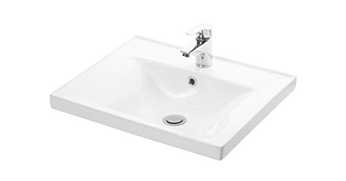 VE.CA.s.r.l. Lavabo ad Incasso Sava 55 in Ceramica Bianca di Alta qualità - arredo Bagno mensola lavabo casa