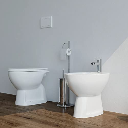 Sanitari bagno a terra Bidet e Vaso WC in ceramica scarico A PAVIMENTO coprivaso Sigma