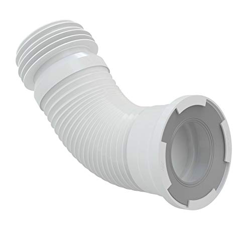 Attacco flessibile per tubo di scarico WC, colore bianco, lunghezza: da 280 fino a 550 cm