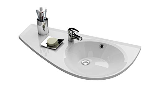 Lavabo angolare pratico | Lavabo da parete con foro per rubinetto e troppopieno | Lavabo sospeso | Lavabo Avocado 850 x 450 sinistra | RAVAK