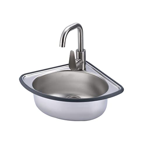 pujindu Lavello A Una Vasca Lavabo A Triangolo In Acciaio Inox, Lavello Angolare A Parete, Lavandino Da Bagno A Vaschetta, Per Camper E Roulotte, Facile Da Installare (Colore : Silver, Taglia : A2)