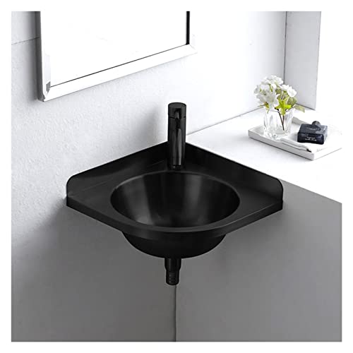 pujindu Lavandini Angolari Per Il Bagno, Lavello Da Cucina Triangolare A Parete, Lavello Triangolare In Acciaio Inox Con Tubo Di Scarico Per Camper Caravan Camper (Colore : nero, Taglia : C(32x32x45