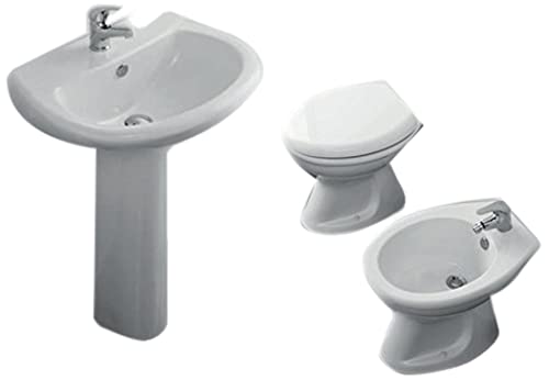 SET SANITARI BAGNO COMPLETO 5 PZ ELMA UNO CON VASO SCARICO PARETE