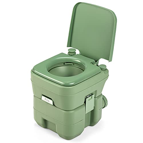 LIFEZEAL 20 L Water Portatile, WC Chimico, Gabinetto da Campeggio, Toilette, con Serbatoio Rimovibile con Maniglia di Scarico, Serbatoio dell’Acqua 12L, Peso Max 150 kg, 36x42x43 cm, Verde