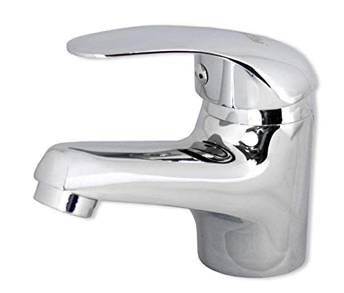 Vetrineinrete® Rubinetto per lavabo miscelatore monoleva regolabile acqua calda e fredda monocomando lavandino monoforo da bagno in ottone cromato 52927 F3