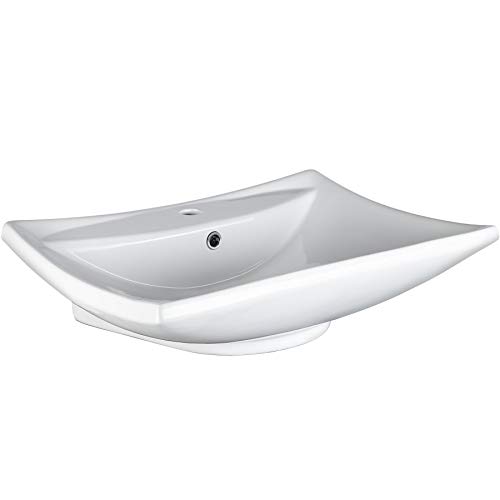 TecTake Ceramica lavabo in trattato lavamani angolare lavello rettangolare bagno sospeso | -modelli differenti- (Tipo 1 Lavabo en ceramica | no. 402374)