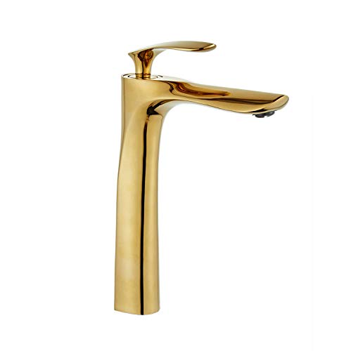 Leekayer Rubinetti per lavandini bagno cromo oro per Lavabo beccuccio rubinetto lavabo alto, finitura cromata lucida/oro