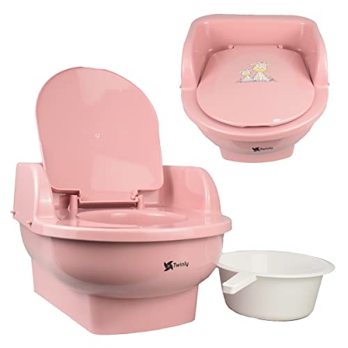 Twinly - Vasino per bambini Potly con tazza rimovibile - Toilette per l'apprendimento del WC - Leggero, pratico e molto facile da pulire - Ergonomico e confortevole per i bambini (Rosa)