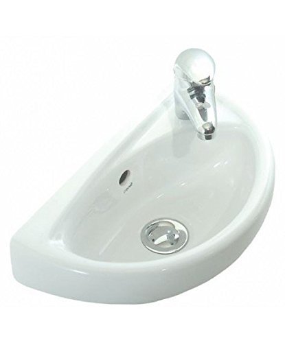 Mini mobiletto da parete per bagno con bacinella, piccolo lavello, 395 x 233 mm con rubinetto miscelatore e scarico