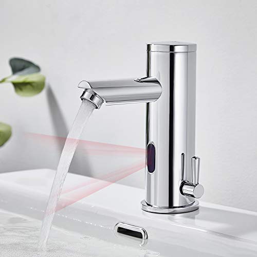 Auralum Ares X108 Rubinetto Automatico con Sensore ad Infrarossi, Cromo, Rubinetti per Lavabo, Miscelatore Lavabo Bagno