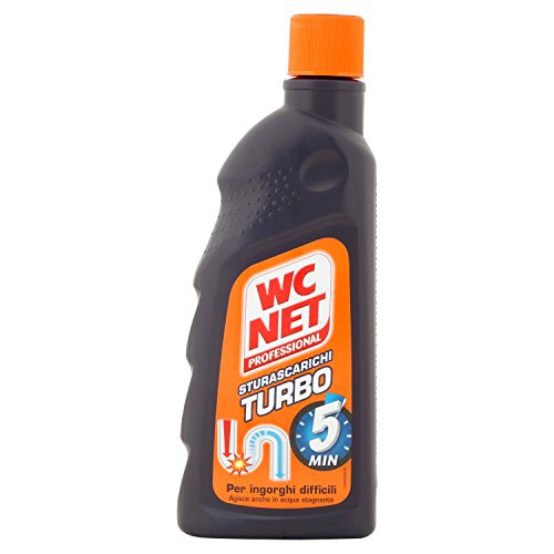 Wc Net - Professional Turbo, Disgorgante Gel per Scarichi Professionale, Agisce in 5 minuti, con Agenti Salvatubi, 500 ml