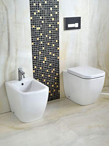 Yellowshop - Sanitari Bagno A Terra Pavimento Filo Muro Mod. Klass Vaso Wc + Bidet E Coprivaso Soft Close