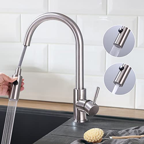 HOMELODY Rubinetto Cucina con Doccetta Estraibile Miscelatore Cucina Girevole a 360° 2 Funzioni Rubinetti Monocomando Con Acqua Fredda e Calda Rubinetto per Cucina Senza Nichel e Piombo,Spolazzato