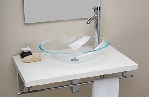 LAVABO/SOPRAPIANO/LAVANDINO BAGNO D'APPOGGIO IN VETRO EXTRACHIARO FORMA TONDA