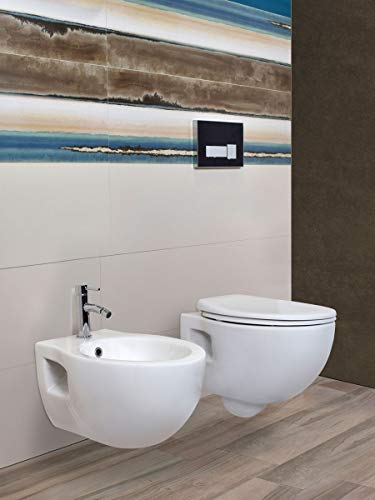 Yellowshop-Sanitari Bagno Sospesi Filo Muro Modello Foxy Vaso Wc + Coprivaso Soft Close + Bidet