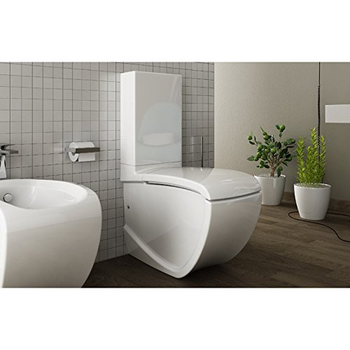 Art Ceram Vaso WC Bagno Monoblocco Moderno Design Hi Line in Ceramica Bianco Completo