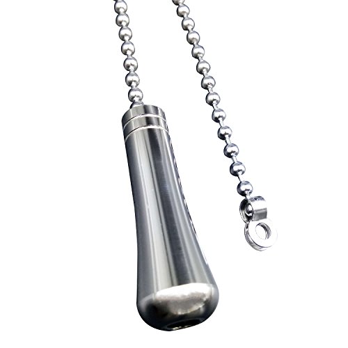LumenTY, lampadina cilindrica con cordicella in ottone placcato per bagno, cromato, 80 cm, Acciaio inossidabile, White, Teardrop, pop-up