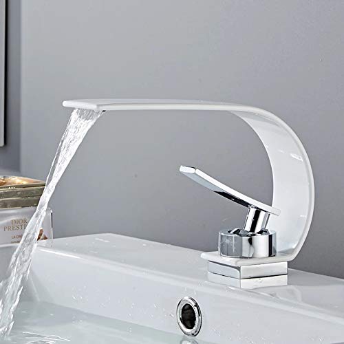 Rubinetto Bagno Cascata, Moderno Nero Monocomando Ottone Rubinetto Bagno Lavabo, Regolazione A Caldo E Freddo, Per Miscelatore Lavabo E Rubinetti Per Bidet, Valvola In Ceramica