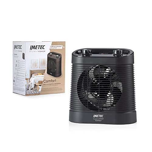 Imetec Silent Power Comfort, termoventilatore silenzioso e compatto, stufetta elettrica, 2100 w, 4 funzioni, termostato ambiente e di sicurezza, funzione antigelo, maniglia