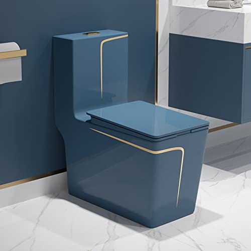 XOBODI WC Blu, WC Moderno E Minimalista in Ceramica Colorata, WC Monoblocco a Doppio Sciacquone 8,0 Tazza del Water di Grande Diametro con Comoda Altezza del Sedile, Copris Square