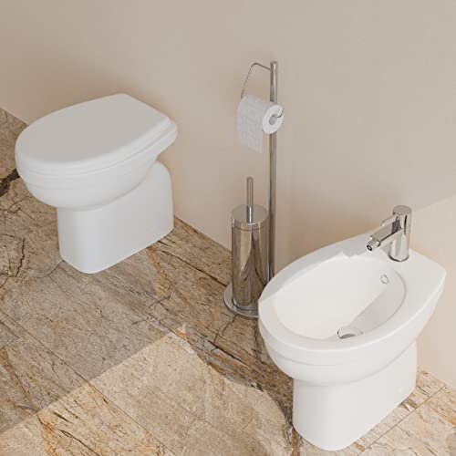 Sanitari bagno a terra Bidet e Vaso WC in ceramica con sedile coprivaso softclose Venezia