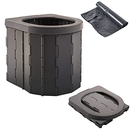 Toilette Portatile, KINSPORY WC Portatile, WC Portatile per Campeggio, WC Camper (nero, senza coperchio)