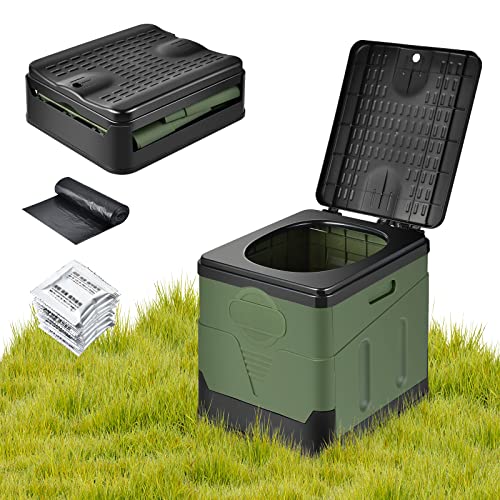 OTraki WC Portatile Adulti, Gabinetto Portatile Adulti Pieghevole, Toilette Portatile da Campeggio/Esterno/Camper con Sacco della Spazzatura