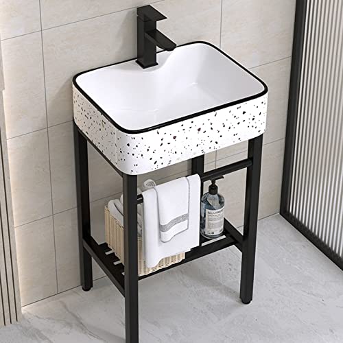 Lavabo Bagno, Lavandino a Colonna Ceramiche con Staffa e Kit Scarico, Gambe Regolabili, Lavatoio Lavabo in Ceramica (Color : C, Size : 40X30X80CM)