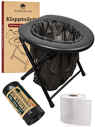 Weidebach® Robusta Toilette da Campeggio Leggera, Toilette Pieghevole Facile da trasportare con 22 Borse, Toilette Portatile Ideale per Il Campeggio, Viaggi in Moto, Toilette Pieghevole da Campeggio