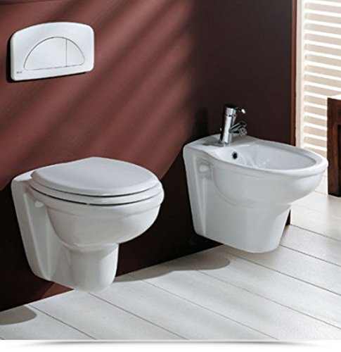 Bagno ItaliaSanitari per Bagno Vaso WC e Bidet Sospesi Ceramica Moderni bianco sanitario |12 I